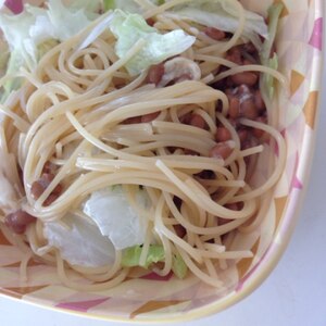 レタスと納豆のポン酢パスタ